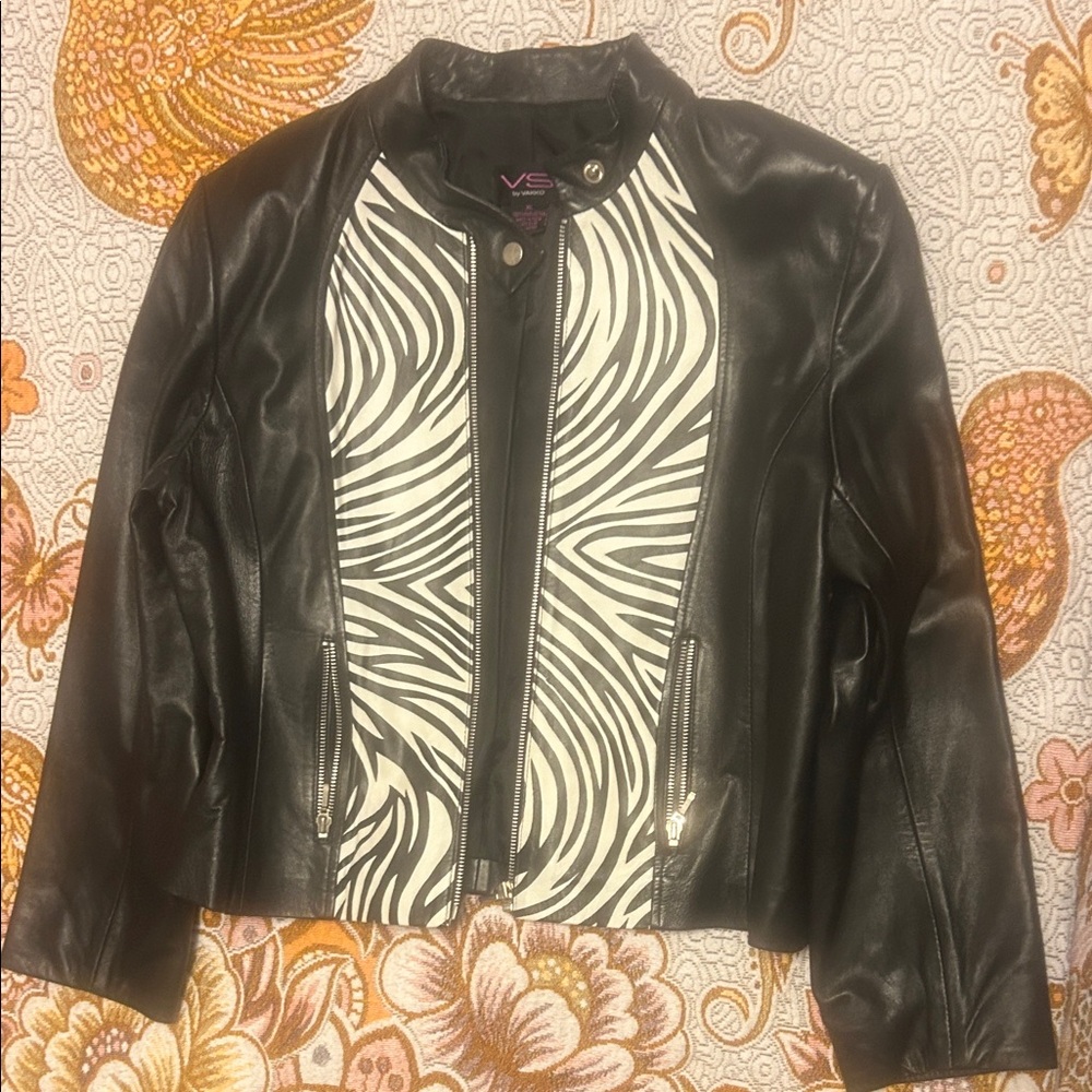 VS Black and White Leather Jacket